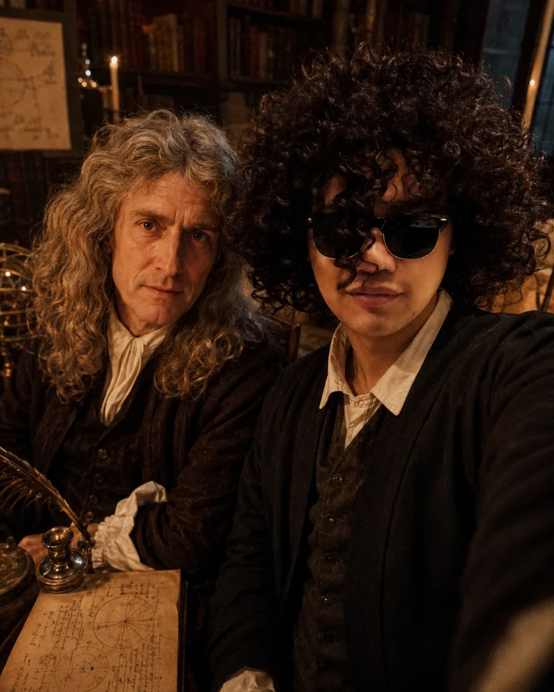 Isaac Newton in his Study